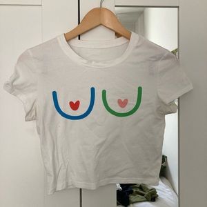 Zaful funny breast white tee